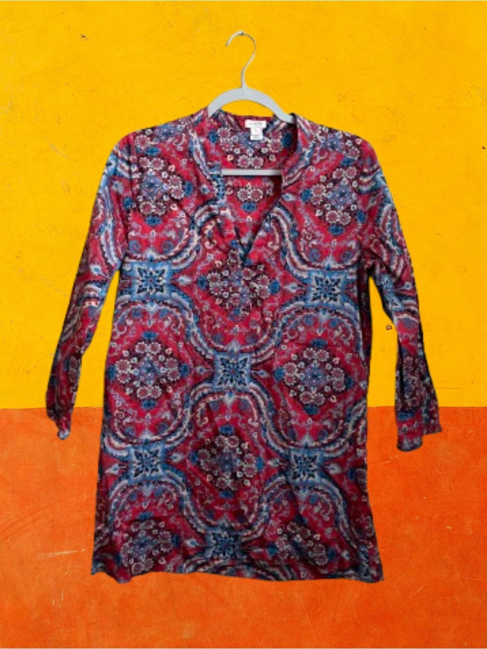 J. Crew Factory 100% cotton patterned tunic/cover-up sz XS flaw